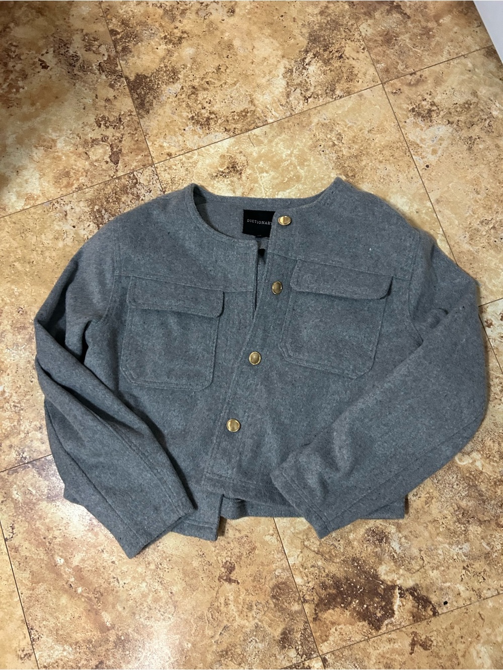 Dictionary Gray Button-Front Jacket - Picture 3 of 7